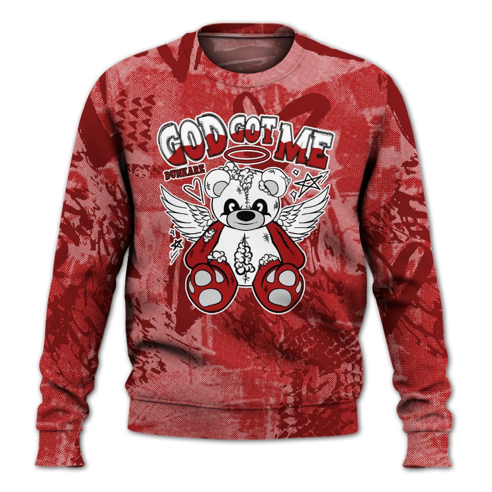 Sweatshirt To Match Red Taxi 12s - Gods Guides Me Bear Heart Grunge All Over Print