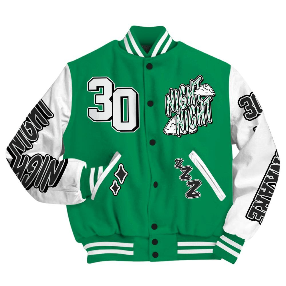 Varsity Jacket To Match Mid Lucky Green 1s - Seeya Skeleton All Over Print