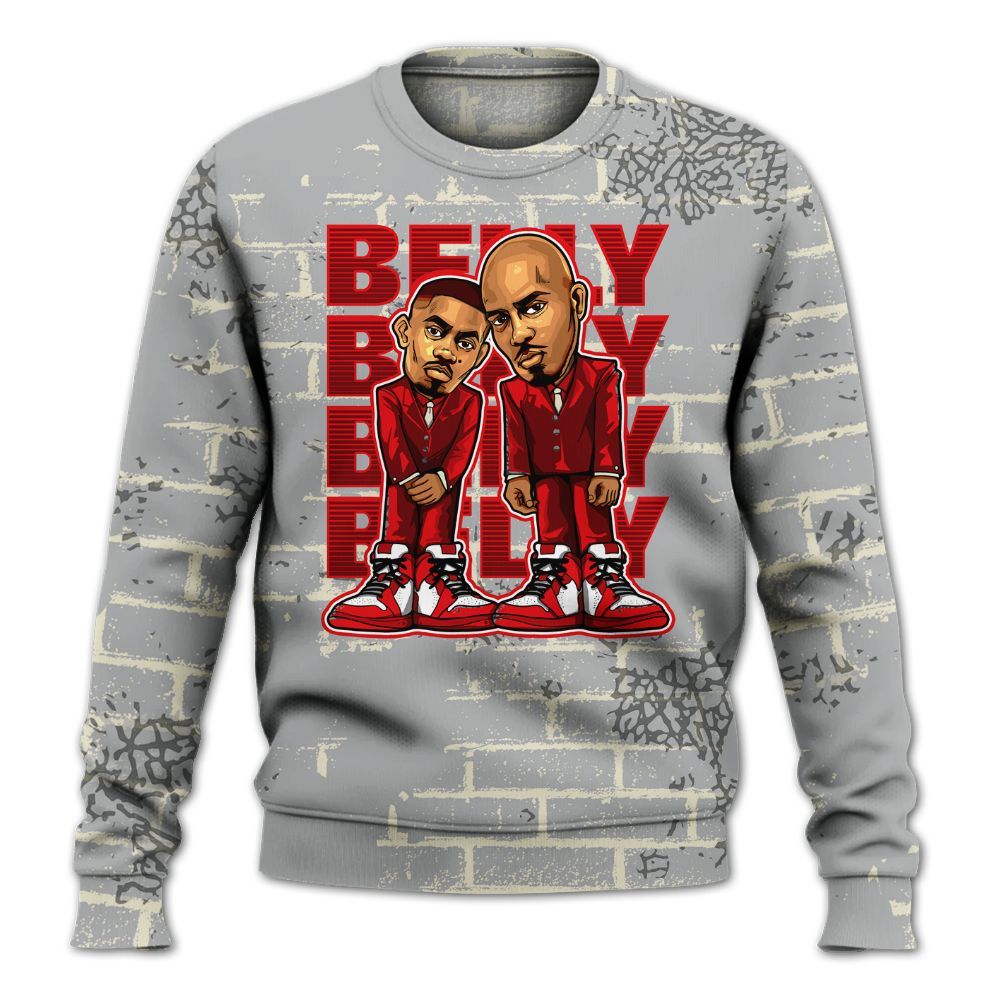 Sweatshirt To Match Cement Grey 3s - Belly Sneakers Graphic Halloween All Over Print