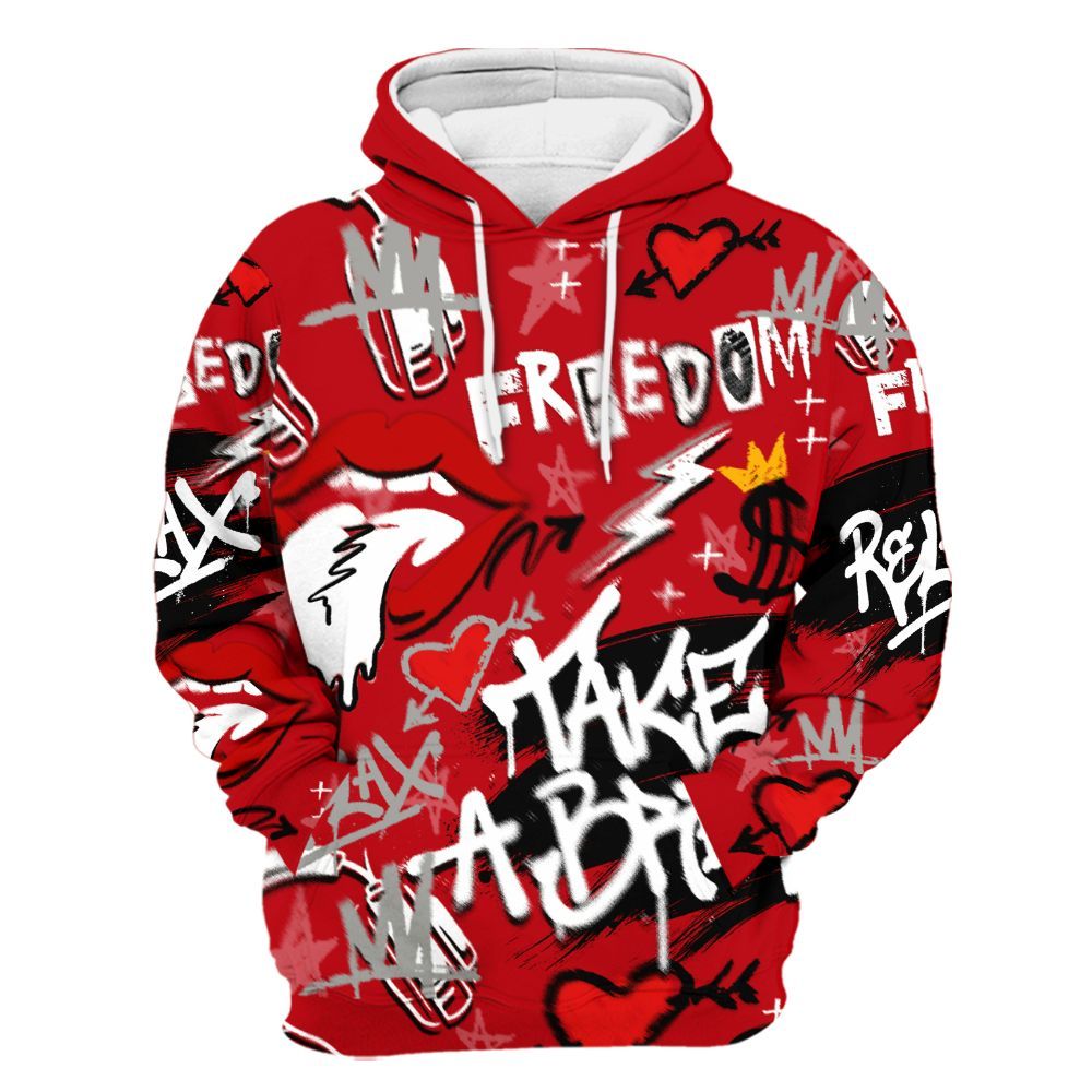 Hoodie To Match Air Griffey Max Gray Reds 1s - Take Break Freedom Graffiti Streetwear All Over Print
