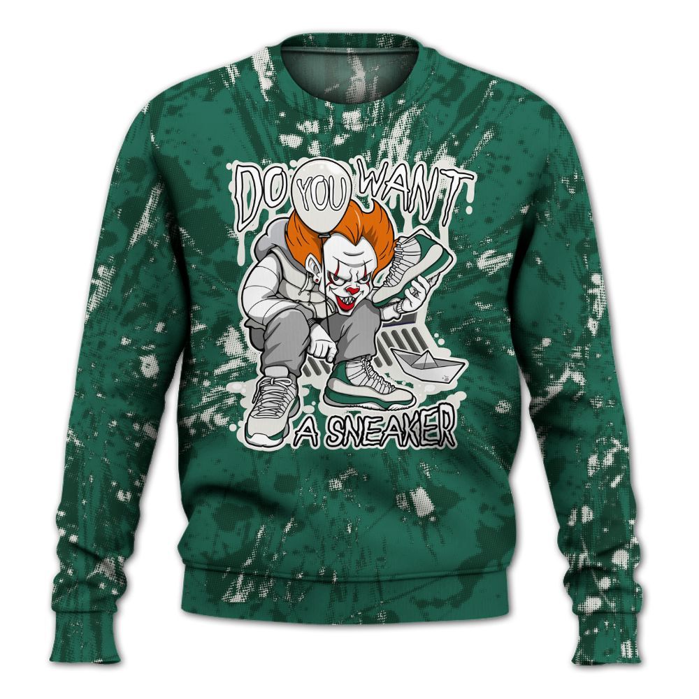 Sweatshirt To Match Oxidized Green 4s - Clown Scary Sneakers Graphic Halloween All Over Print