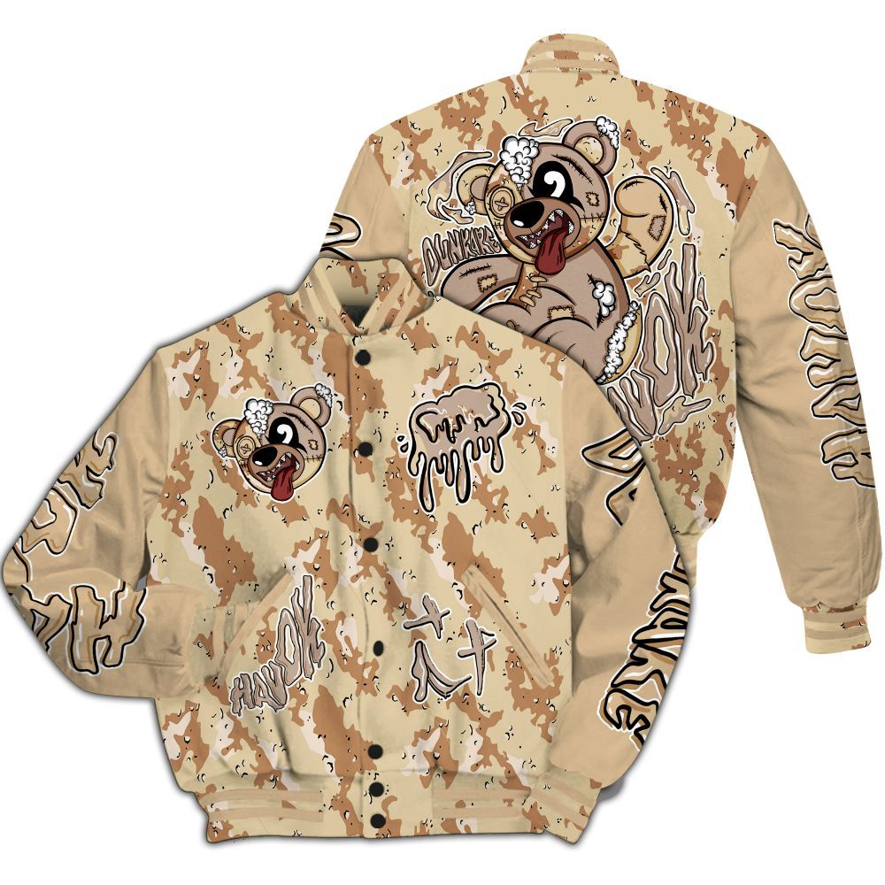 Varsity Jacket To Match Desert Camo 3s - Havok Bear All Over Print
