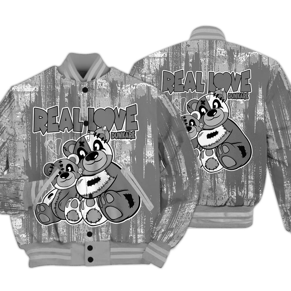 Varsity Jacket To Match Black Wolf Grey 12s - Sincere Fondness Bear Glitch Art Varsity Jacket Unisex