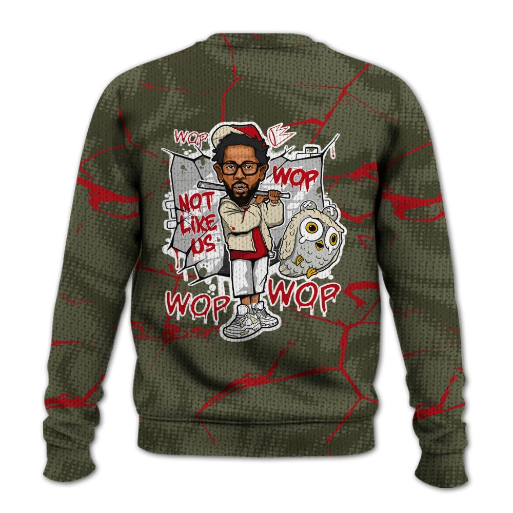 Knitted Sweater To Match Travis Scott Low OG Medium Olive 1s - None Like ComptonCity Graphic Crack