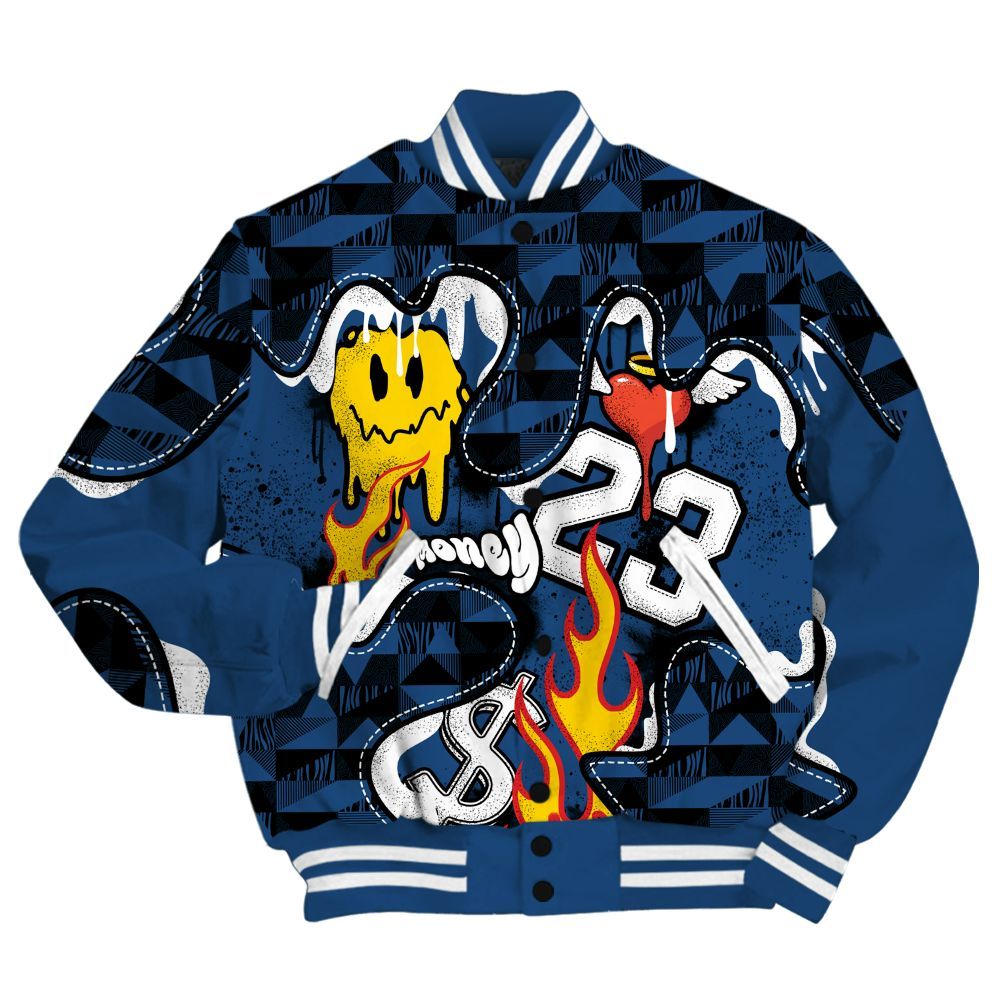 Varsity Jacket To Match High OG Midnight Navy 1s - 23 Smile Burning Heart All Over Print