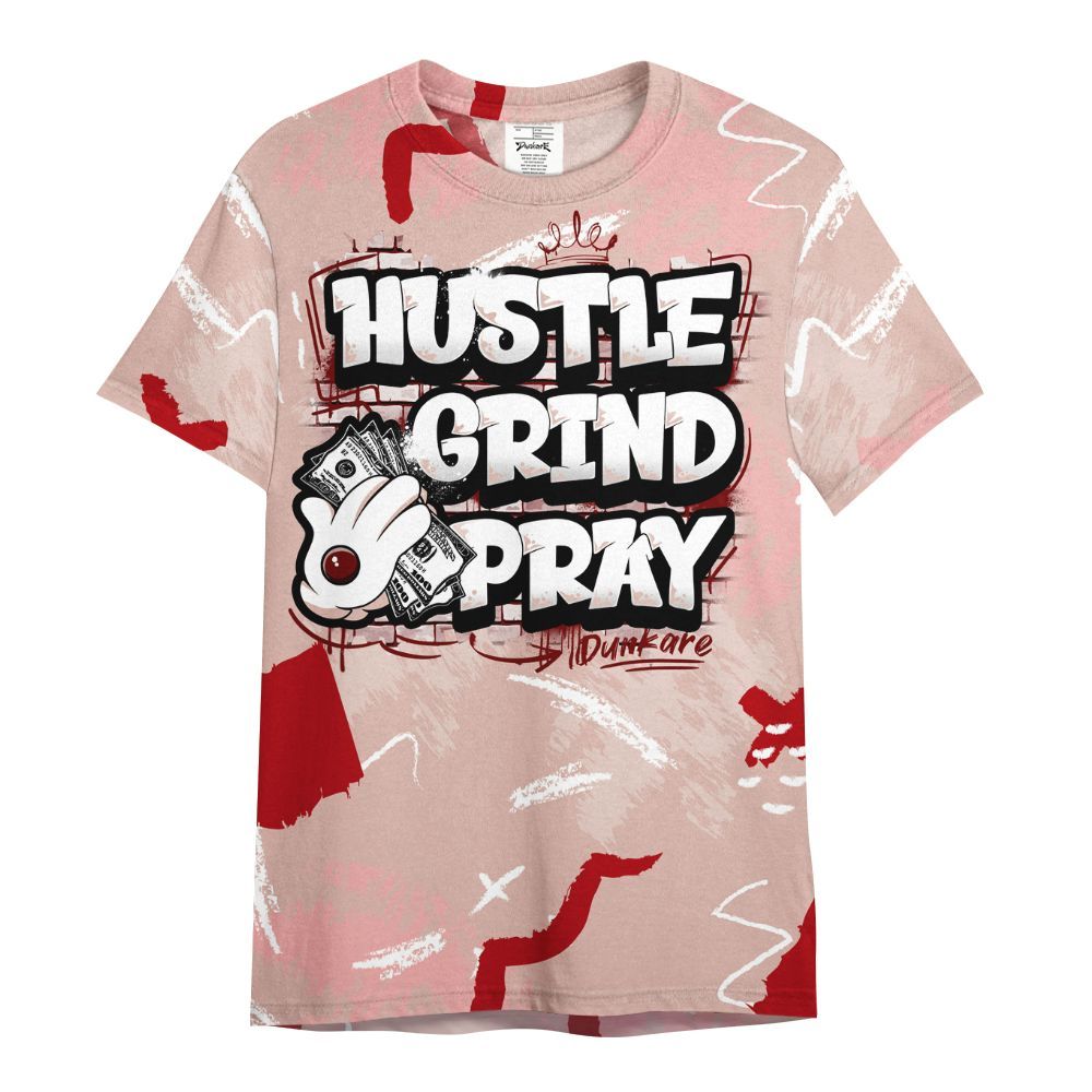 Shirt To Match Low Valentines Day 1s - Hustle Grind Pray Retro All Over Print