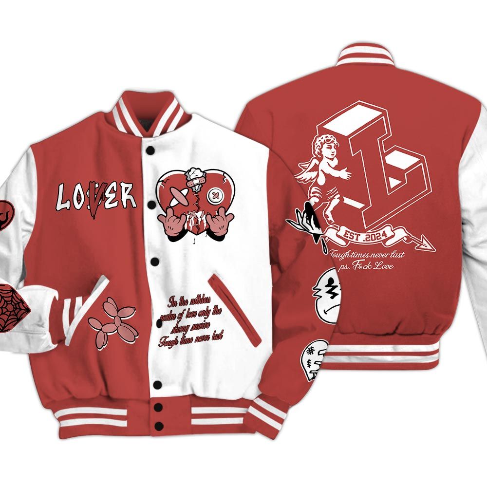 Varsity Jacket To Match Dune Red 13s - Loser Lover Heart F Ck Love Baseball Varsity Jacket Outfit Unisex