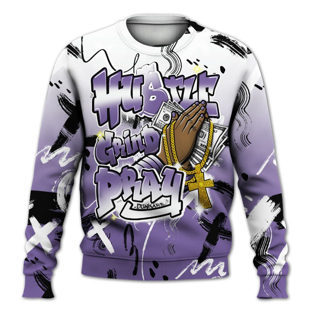 Sweatshirt To Match Dunk Low Black Raspberry - Money Hustle Grind Pray All Over Print