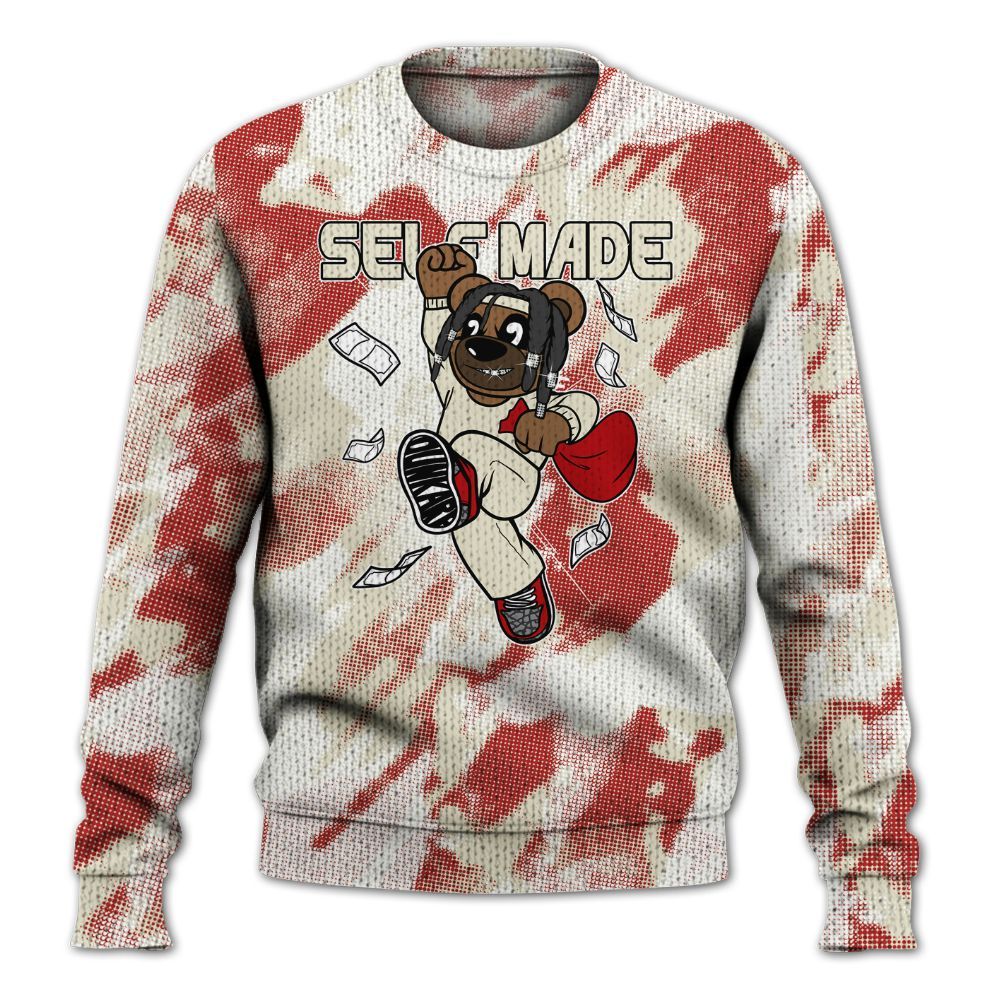 Knitted Sweater To Match Cement Grey 3s - Autonomous Bear Abstract Halftone