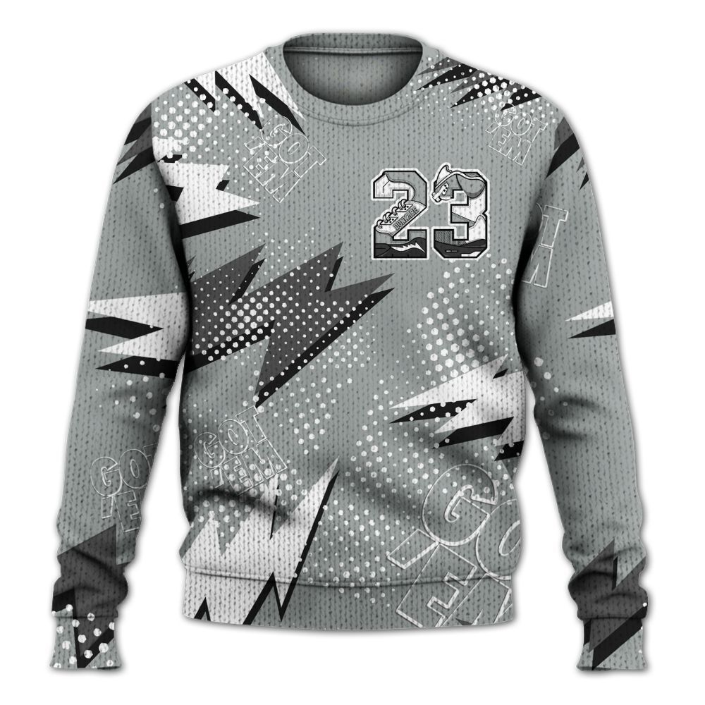 Knitted Sweater To Match Dunk Low White Light Smoke Grey - Custom Name Number 23 5s