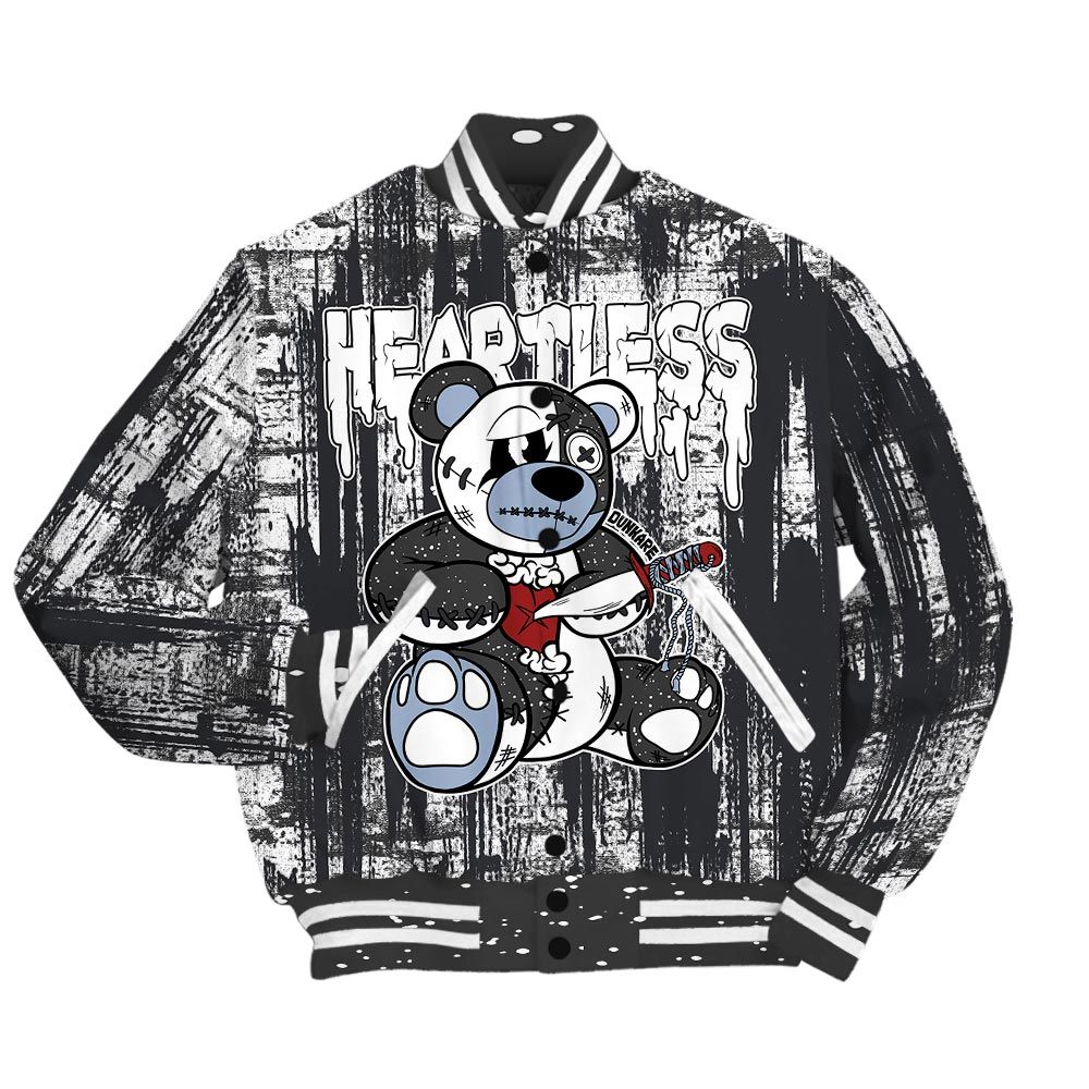 Varsity Jacket To Match Reverse Black White 6s - Heartless Bear Glitch Art Varsity Jacket Unisex