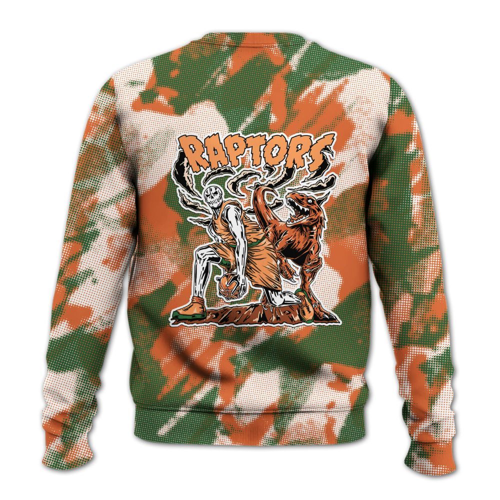 Sweatshirt To Match Low Miami 5s - Raptors Skeleton Abstract Halftone All Over Print