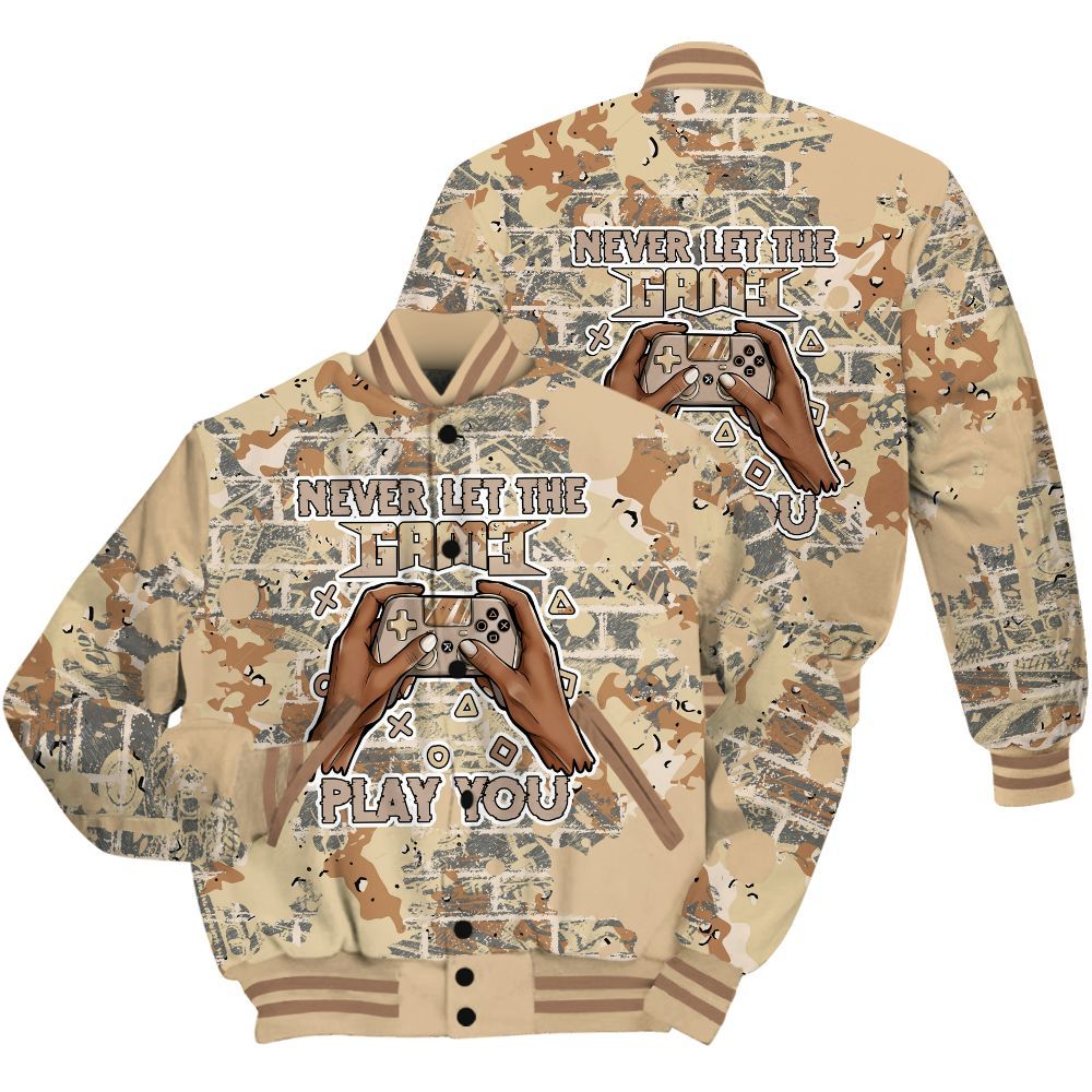 Varsity Jacket To Match Desert Camo 3s Shirt - PlayGame Human Brick All Over Print