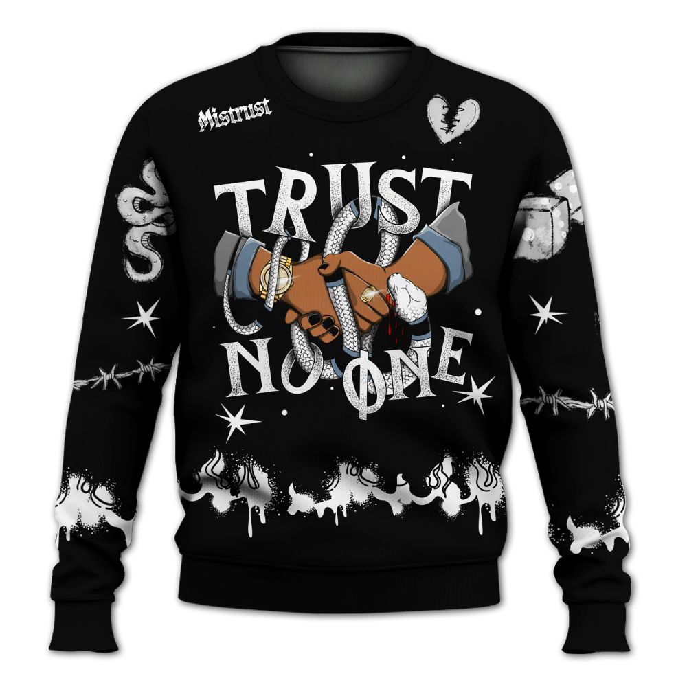 Sweatshirt To Match Black Chrome 6s - Trust No One Snake-Bite Doodle Crayon All Over Print