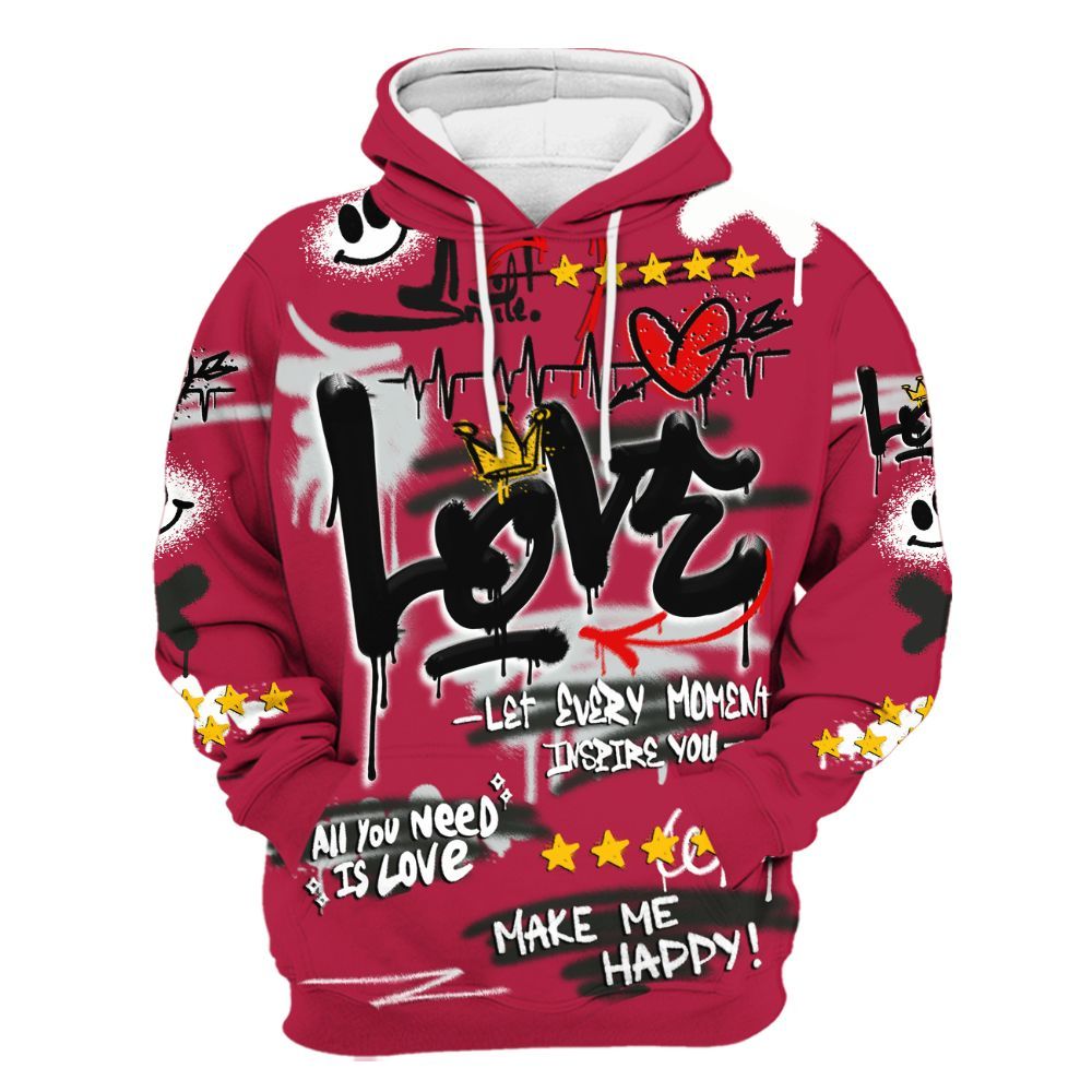 Hoodie To Match Toro Bravo 4s - Happy Love Beats Graffiti Streetwear All Over Print