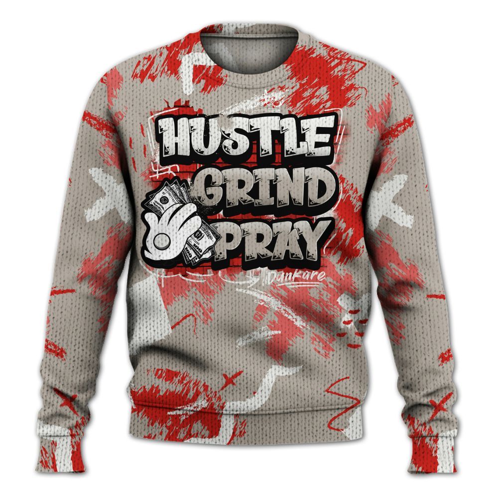 Knitted Sweater To Match Low OG Phantom 1s - Hustle Grind Pray Retro