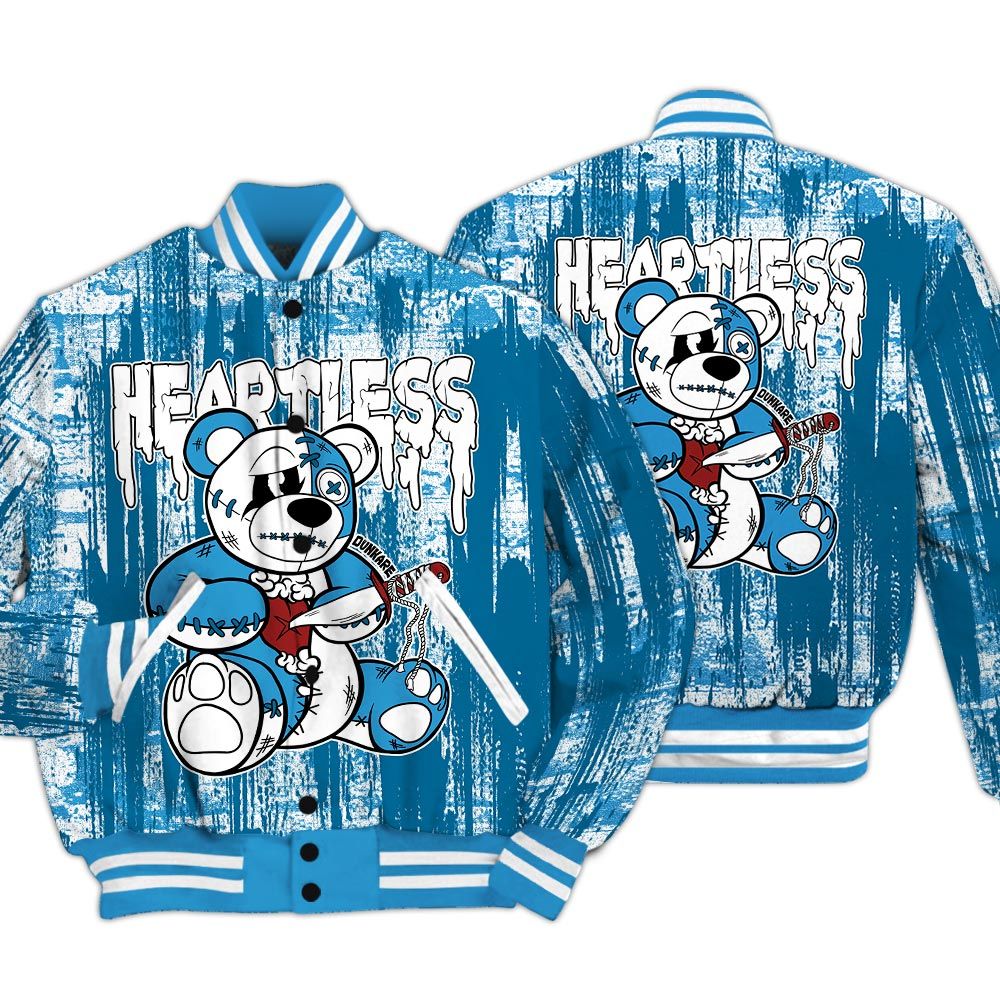Varsity Jacket To Match Powder Blue 9s - Heartless Bear Glitch Art Varsity Jacket Unisex