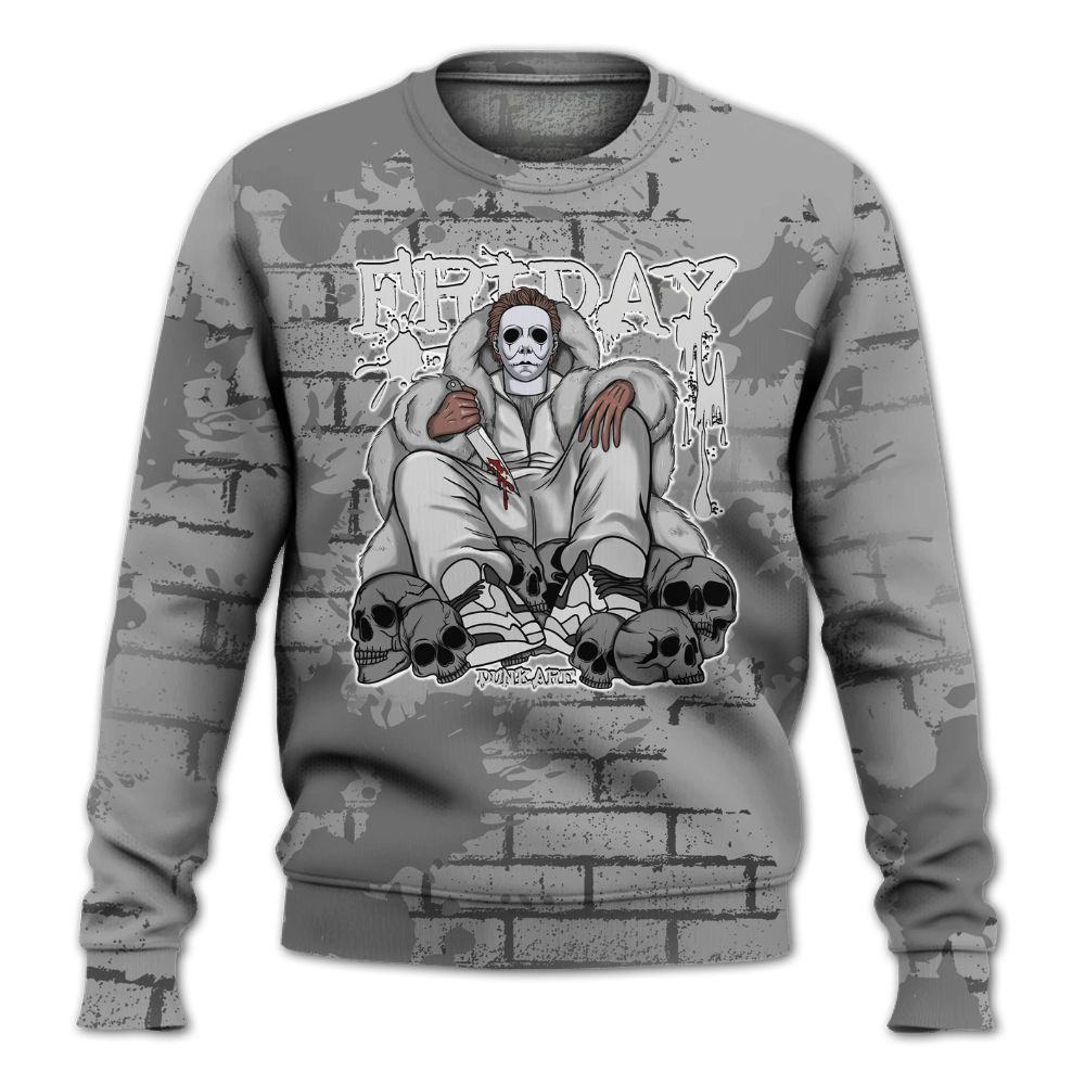 Sweatshirt To Match Black Wolf Grey 12s - Friday Brick All Over Print