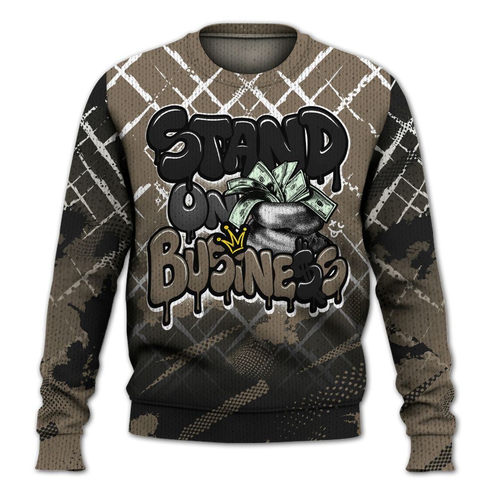 Knitted Sweater To Match Low OG Dark Mocha 1s - Halftone Stand Business Dripping