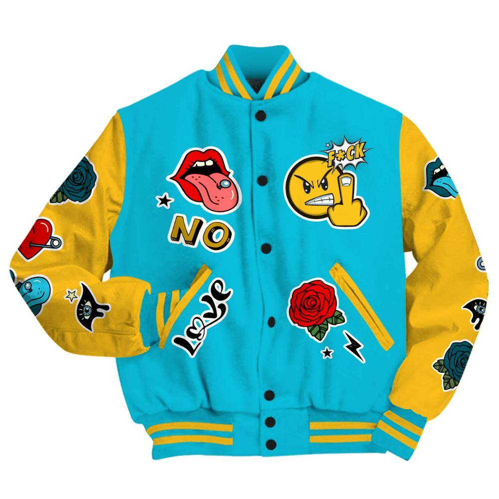 Varsity Jacket To Match Retro Aqua 5s - FK Around Find Out All Over Print