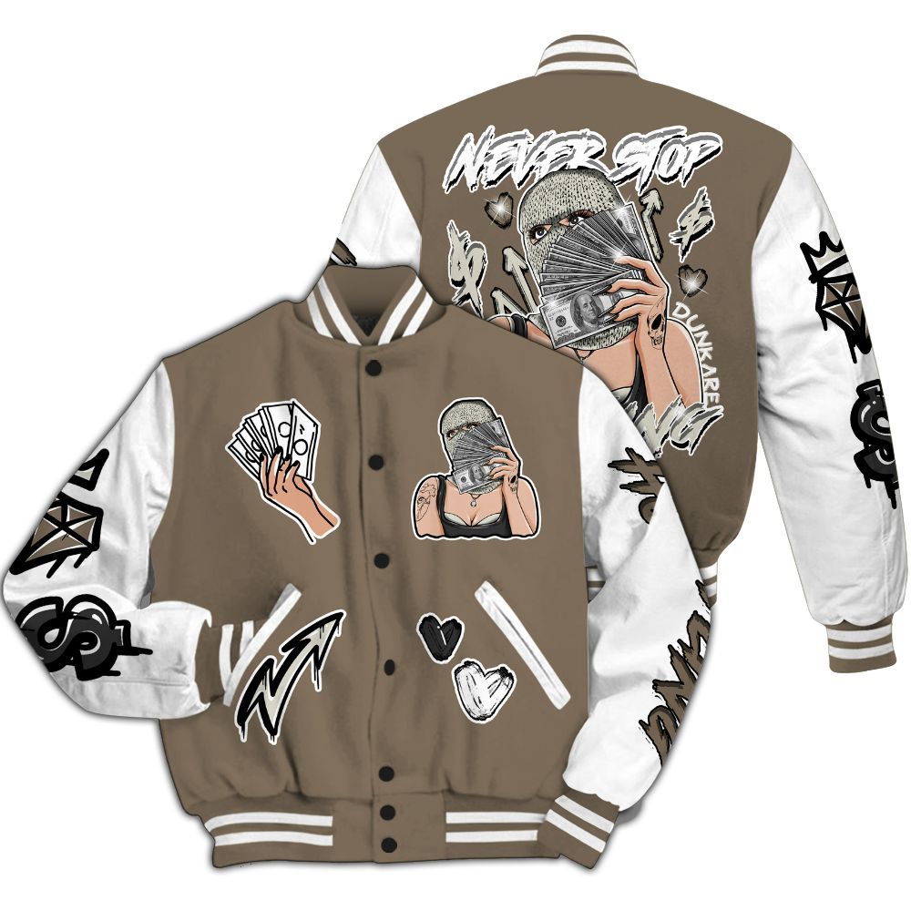 Varsity Jacket To Match Low OG Dark Mocha 1s - Hustling Unique All Over Print