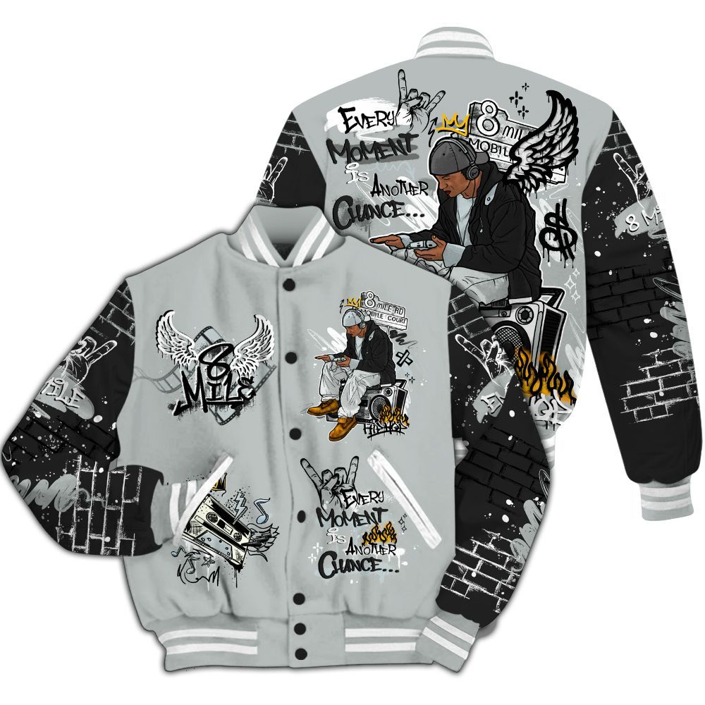 Varsity Jacket To Match Black Wolf Grey 12s - 8Mile Movie Graffiti All Over Print