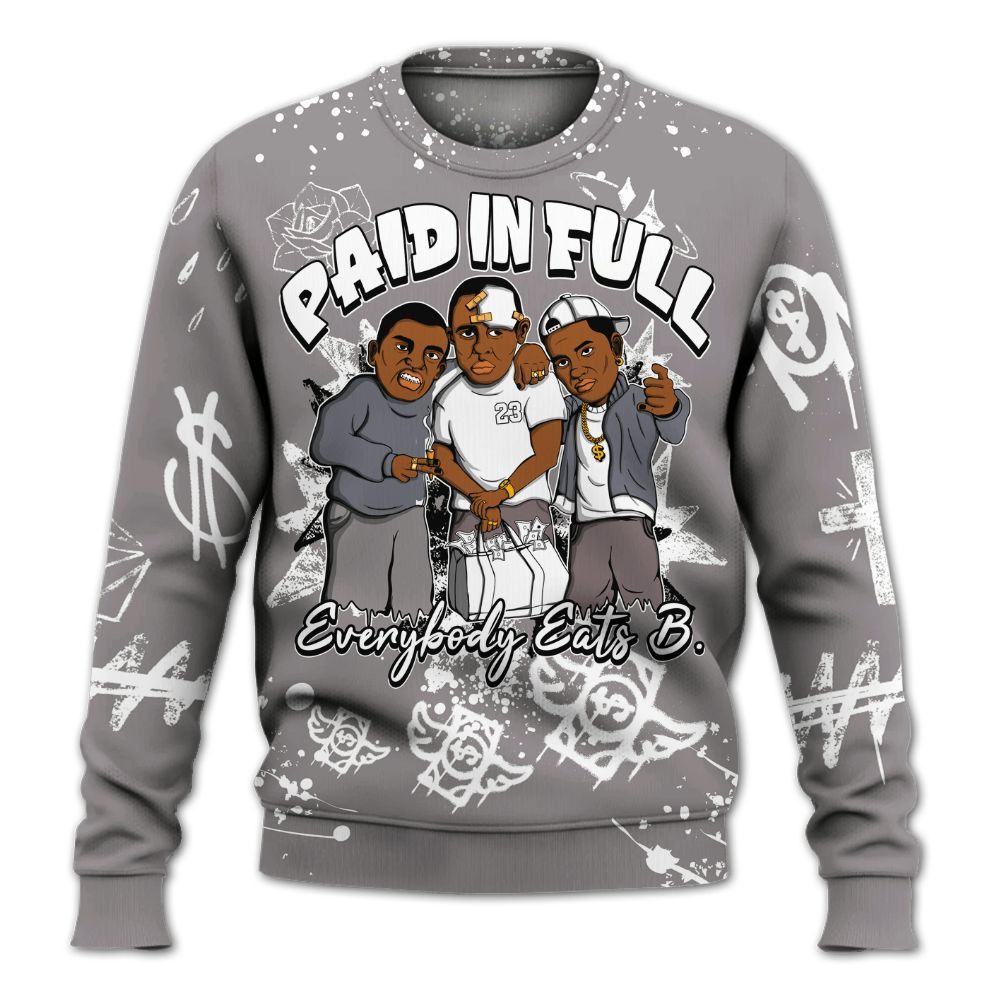 Sweatshirt To Match Cool Grey 11s - Everybody Paid In Full Crayon All Over Print