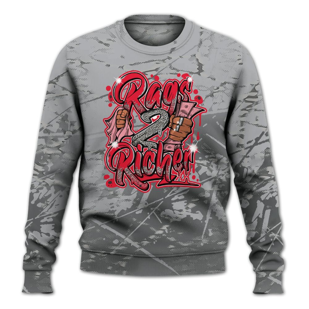 Sweatshirt To Match Black Cement 3s - Rag 2 Rich Graphic All Over Print