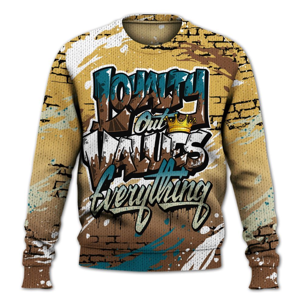 Knitted Sweater To Match Retro Cacao Wow 4s - Values Of Loyalty Drip