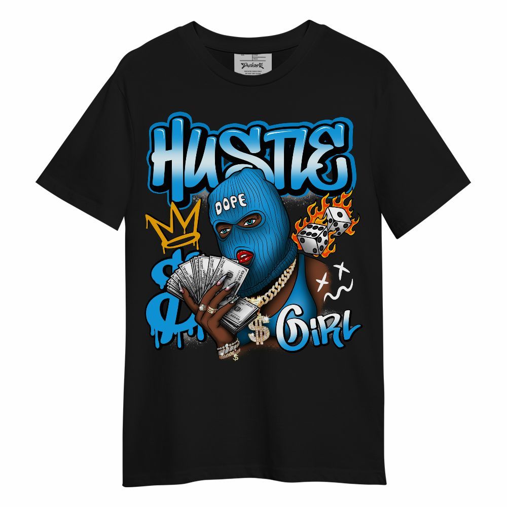 Shirt To Match Black University Blue 2022 13s - Money Hustles Girl Streetwear Unisex Shirt