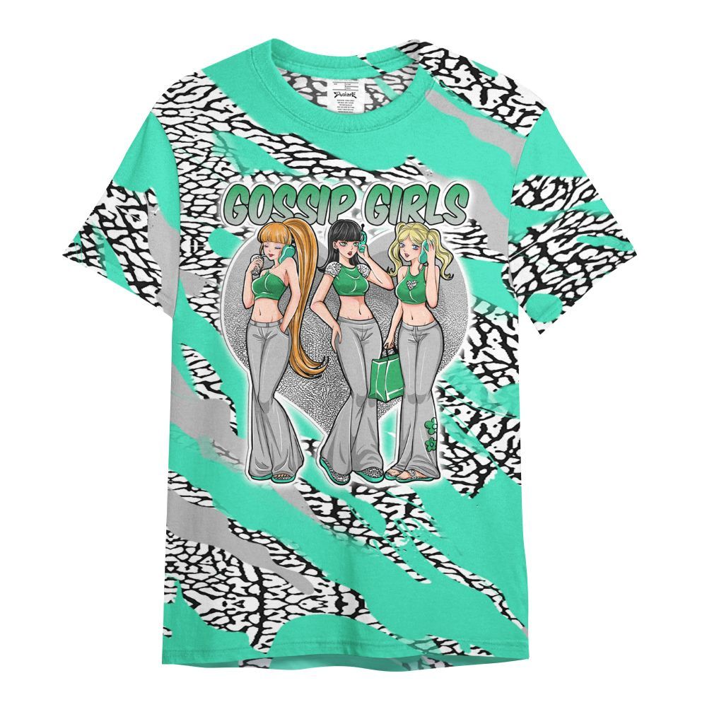 Shirt To Match Black Green Glow 3s - Gossip'Girls All Over Print