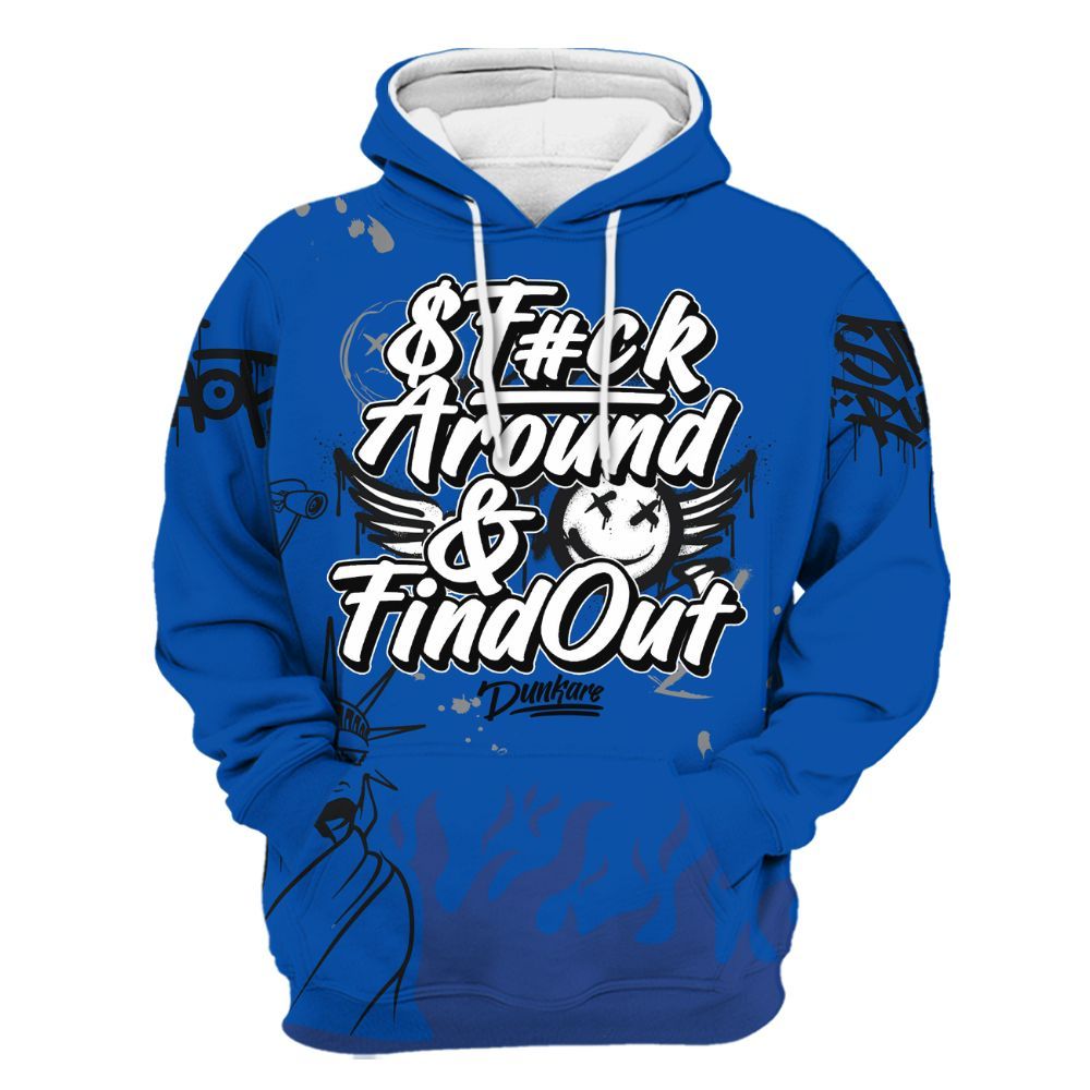 Hoodie To Match Racer Blue 5s - Graphic Fck Around Find Out All Over Print