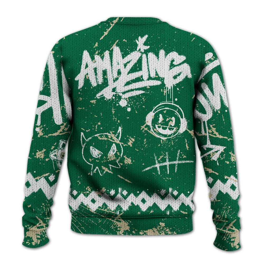 Knitted Sweater To Match Pine Green 4s - Friday Sneaker Crayon