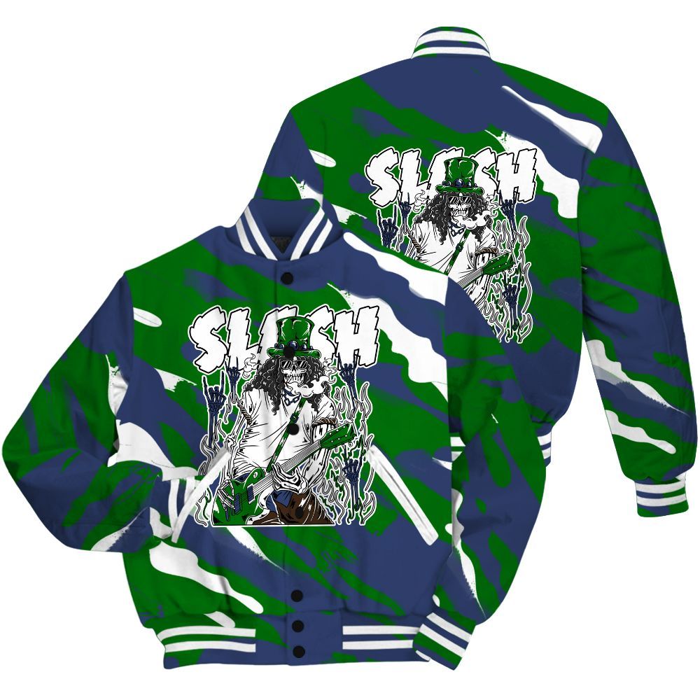Varsity Jacket To Match Midnight Navy 13s Shirt - Slash Skeleton Colored All Over Print