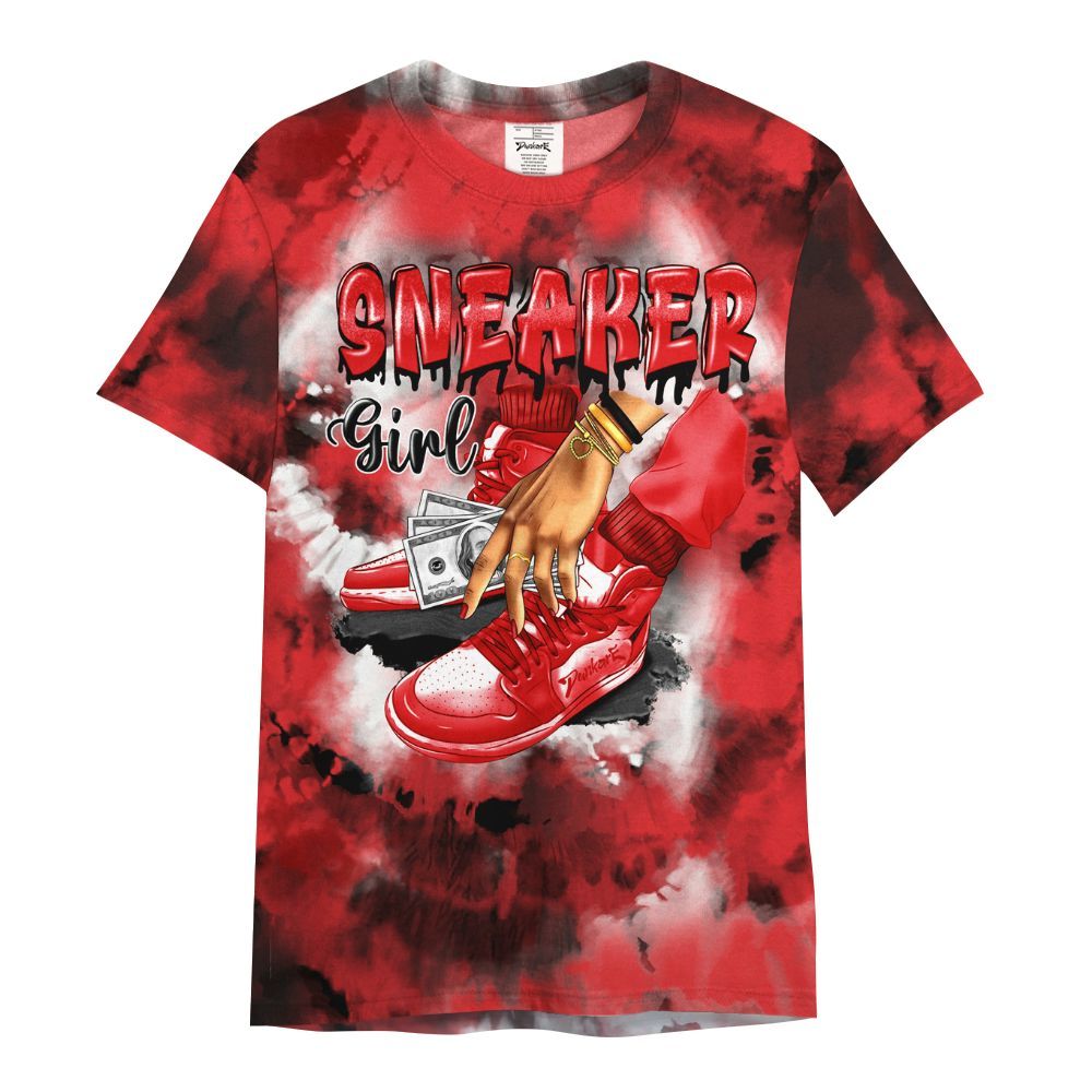 Shirt To Match Chile Red 9s - SNEAKER Girl Money Drip Tie Dye All Over Print