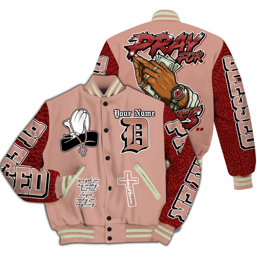 Varsity Jacket To Match Valentines Day 3s - Prayed For Enemies Graphic Custom Name All Over Print