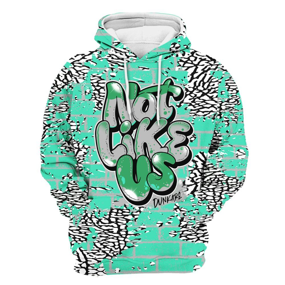 Hoodie To Match Black Green Glow 3s - None Like Us Graphic Brick Art All Over Print