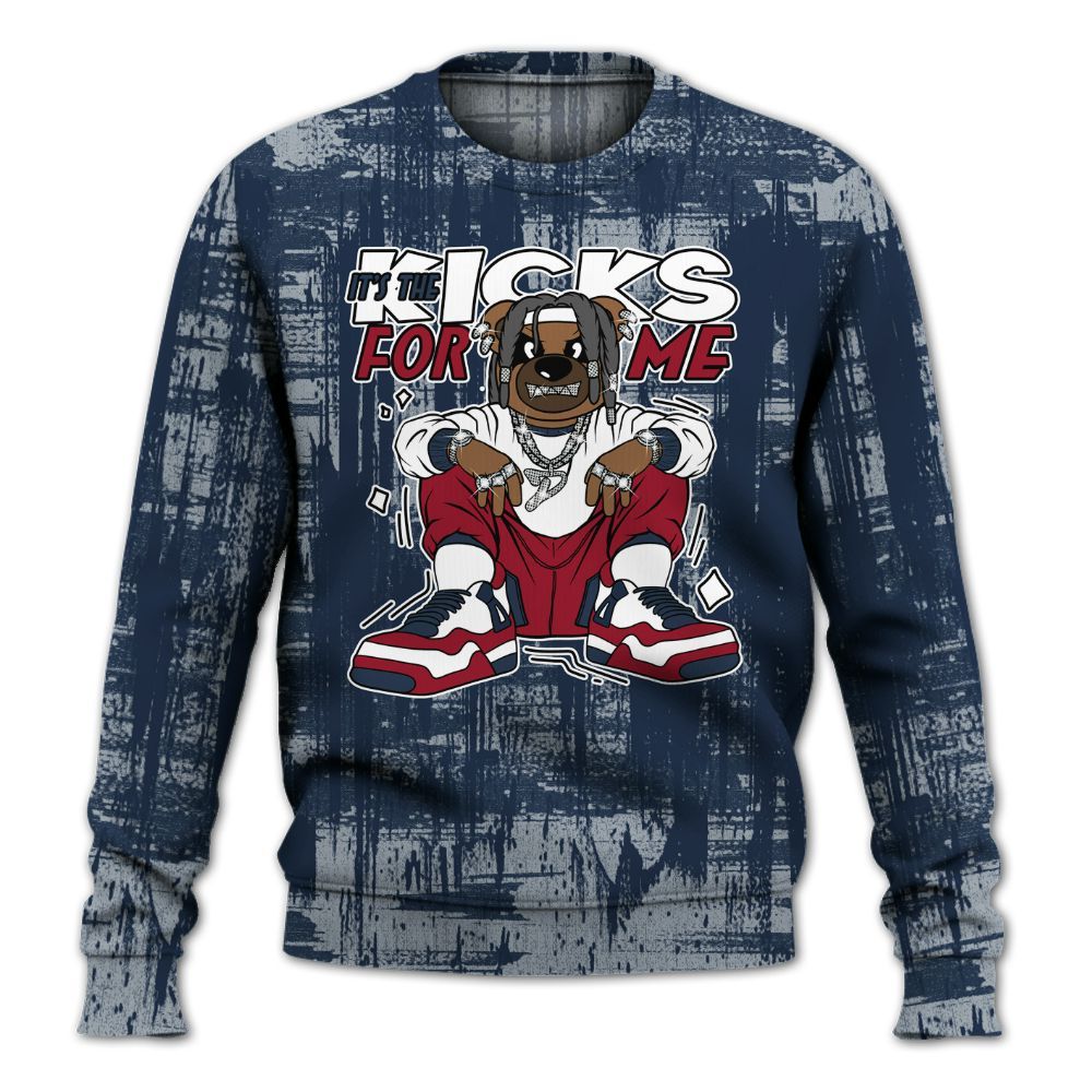 Sweatshirt To Match White Midnight Navy 6s - Sneakers Bear Glitch Art All Over Print