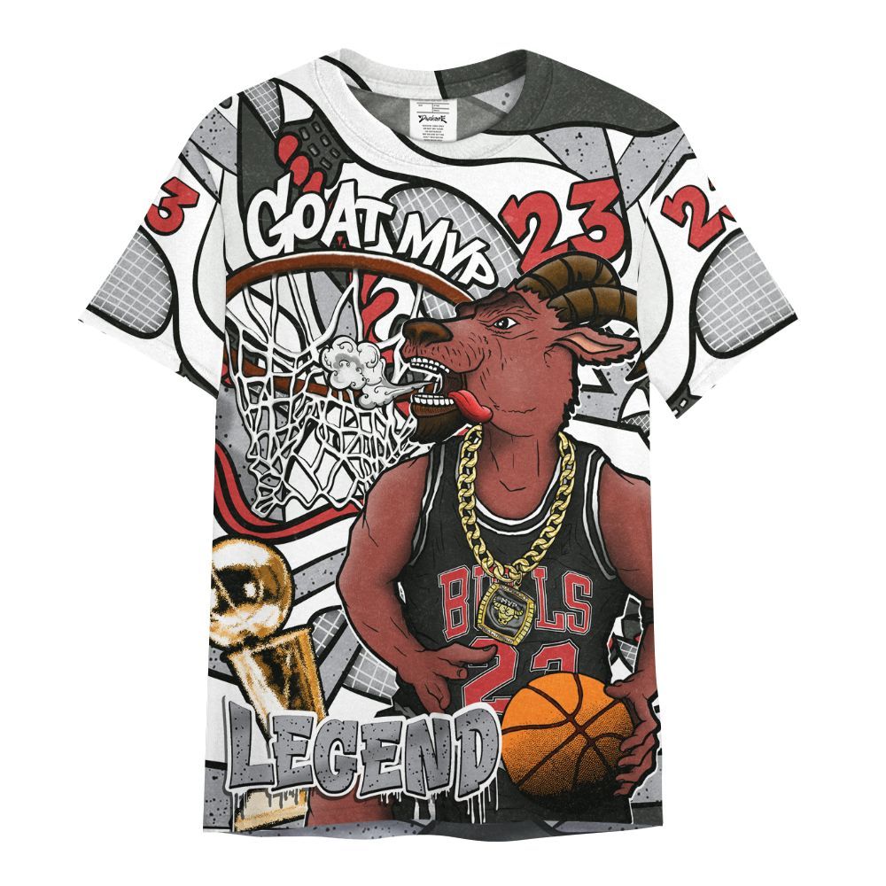 Shirt To Match White Cement 4s - 23 Goat JD All Over Print