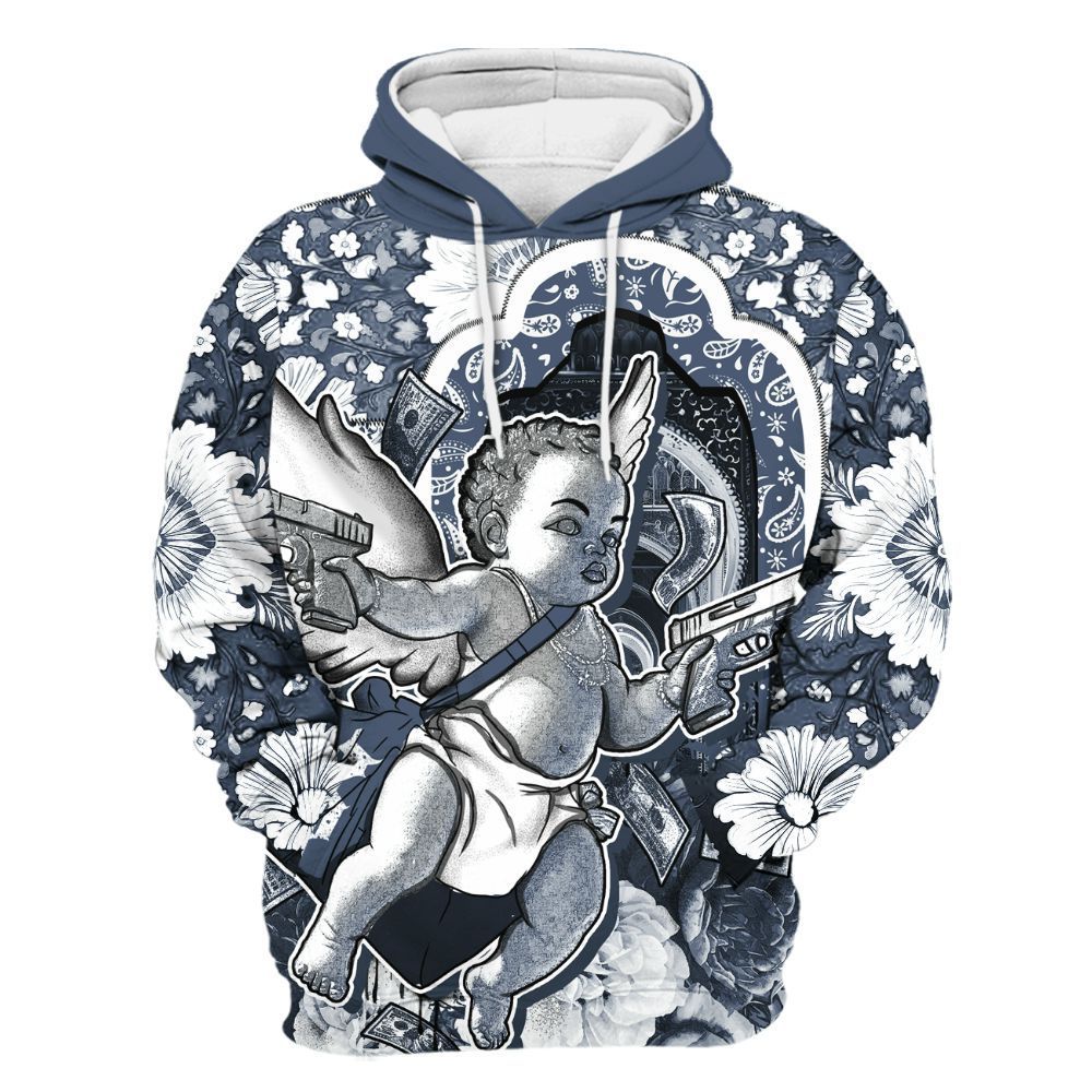 Hoodie To Match Low Diffused Blue 11s - Angel Money Bag All Over Print