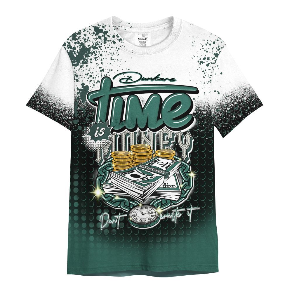 Shirt To Match RM Oxidized Green 4s - Halftone Time Is Money All Over Print