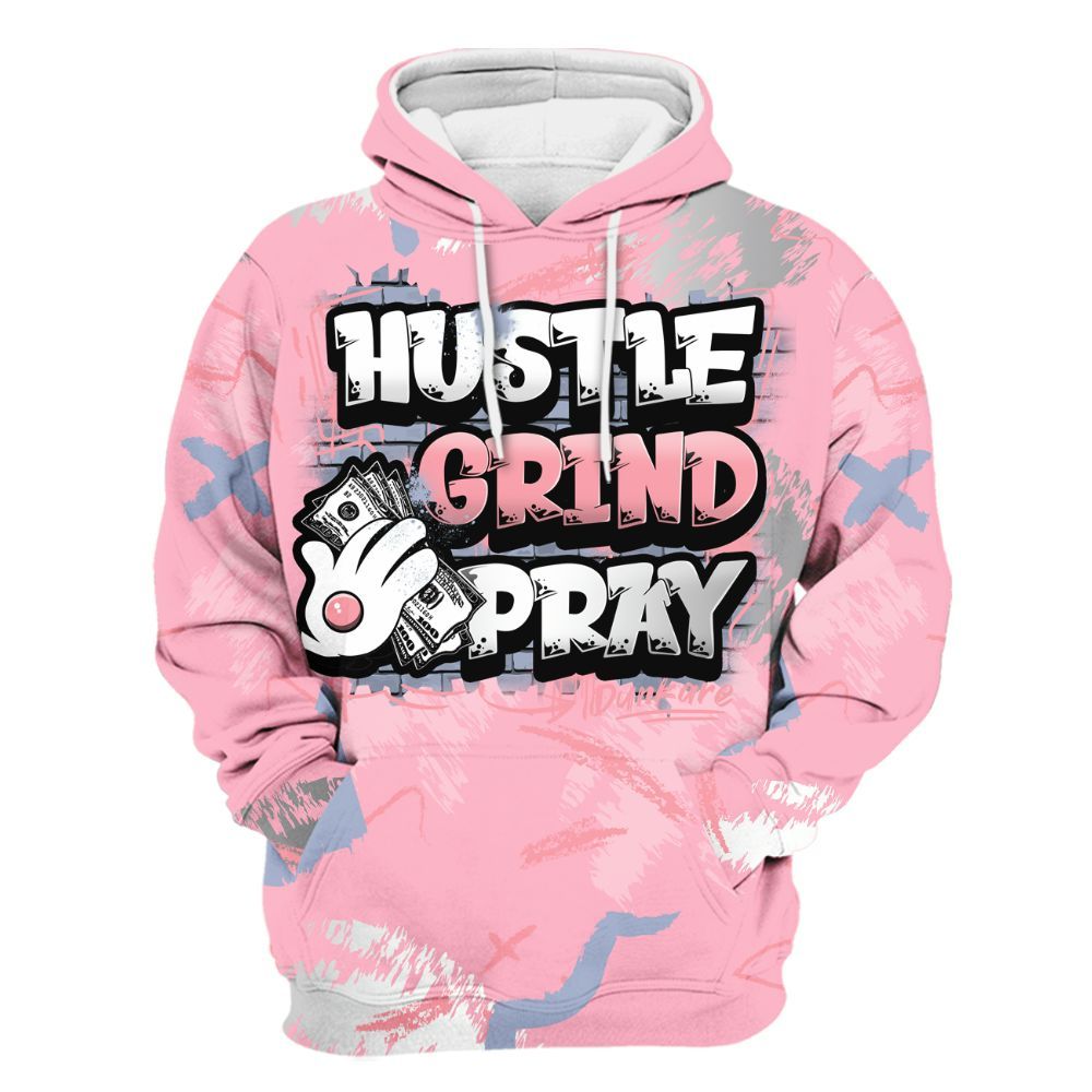 Hoodie To Match Retro 35th Anniversary 5s - Hustle Grind Pray Graphic Street Style All Over Print