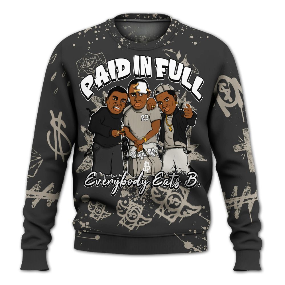 Sweatshirt To Match RM Light Bone 4s - Everybody Paid In Full Crayon All Over Print
