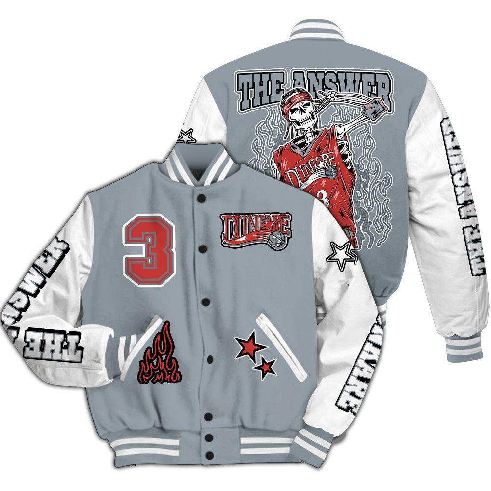 Varsity Jacket To Match Wolf Grey 13s - Allen Answer Skeleton All Over Print