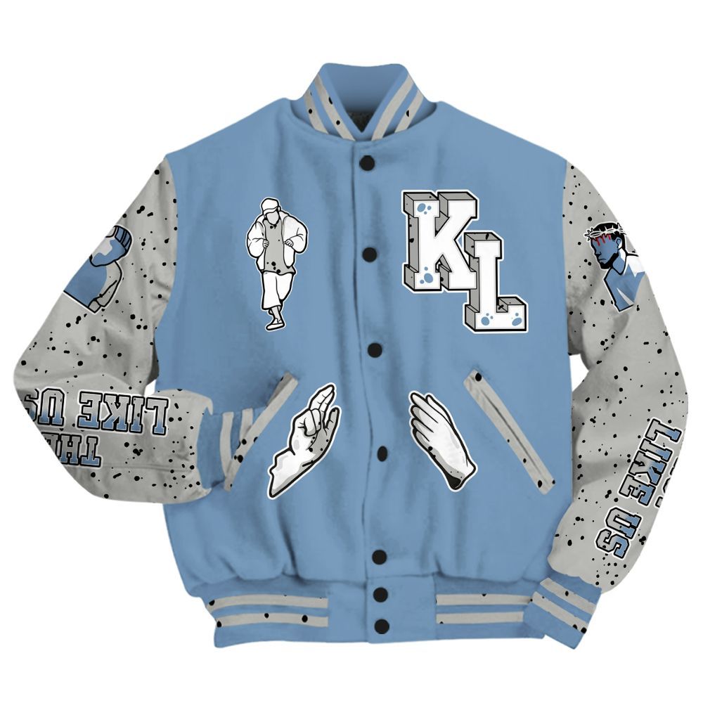 Varsity Jacket To Match University Blue 4s - Dislike Us Graphic All Over Print