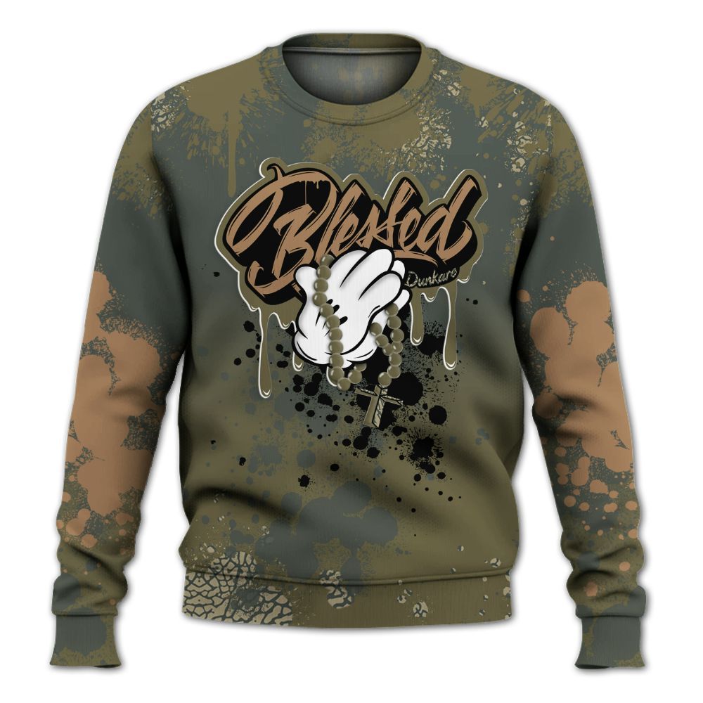 Sweatshirt To Match Retro Family Affair 3s - God Blessed Ink Drip All Over Print