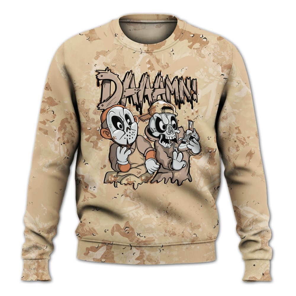 Sweatshirt To Match Desert Camo 3s - Damn Shoe Graphic Heart Grunge All Over Print