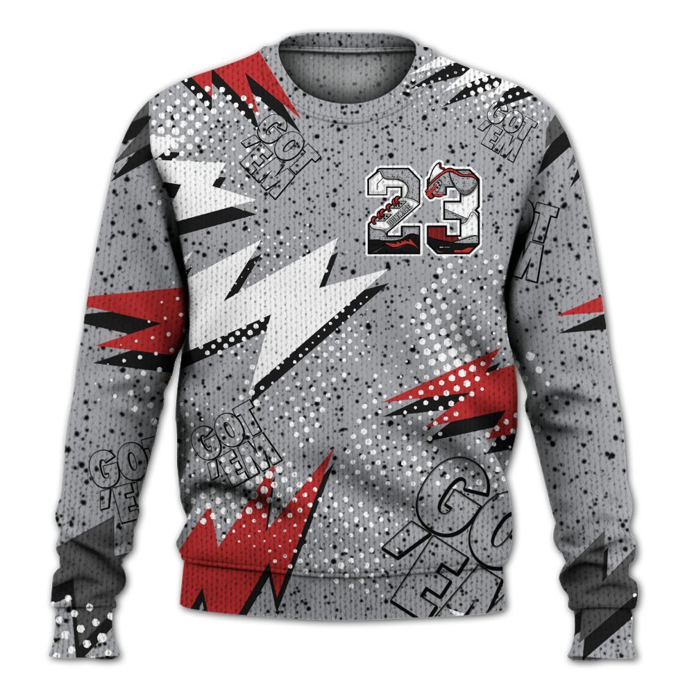 Knitted Sweater To Match White Cement 4s - Custom Name Number 23 5s