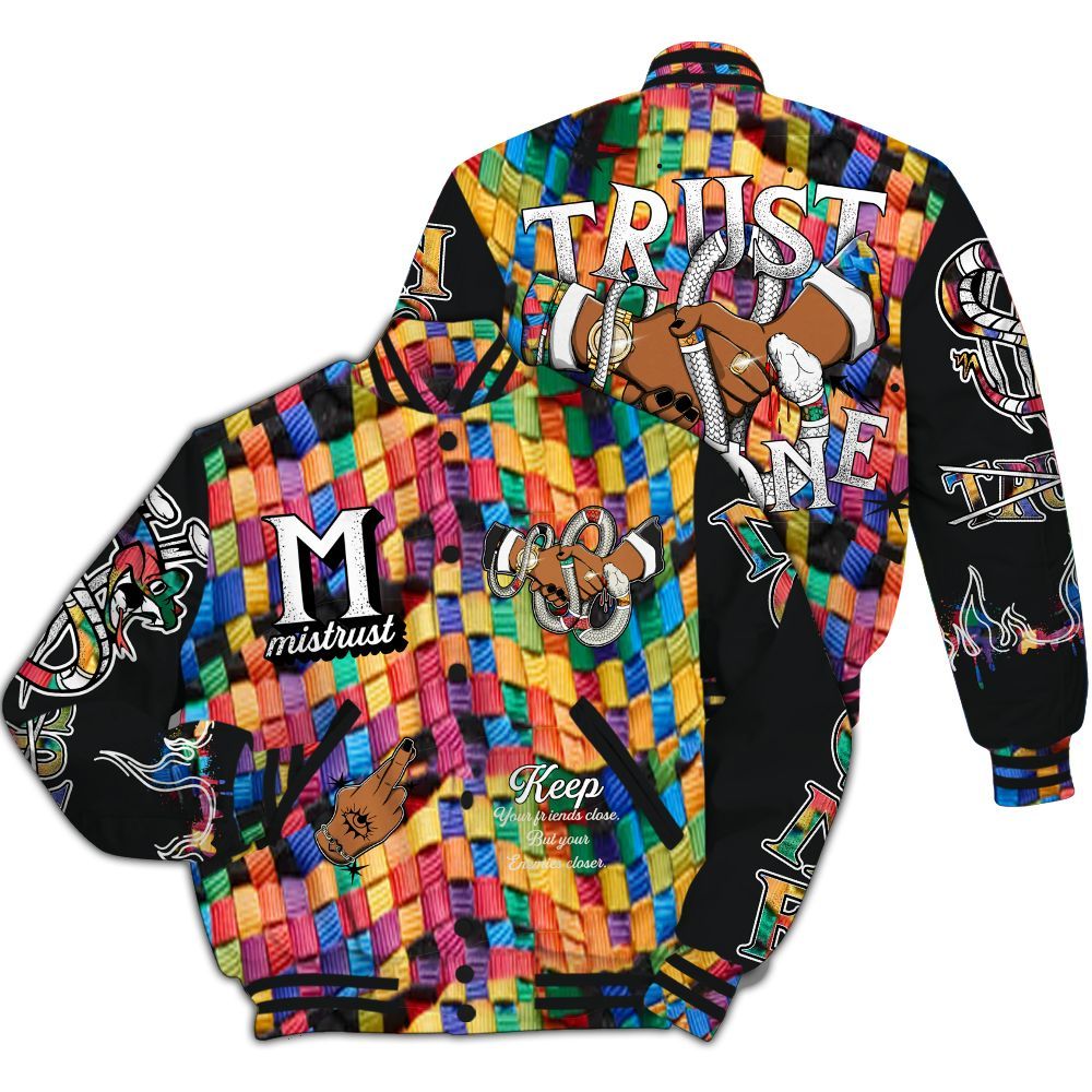 Varsity Jacket To Match Air Rainbow Weave - Trust No One Snake-Bite Street Style All Over Print