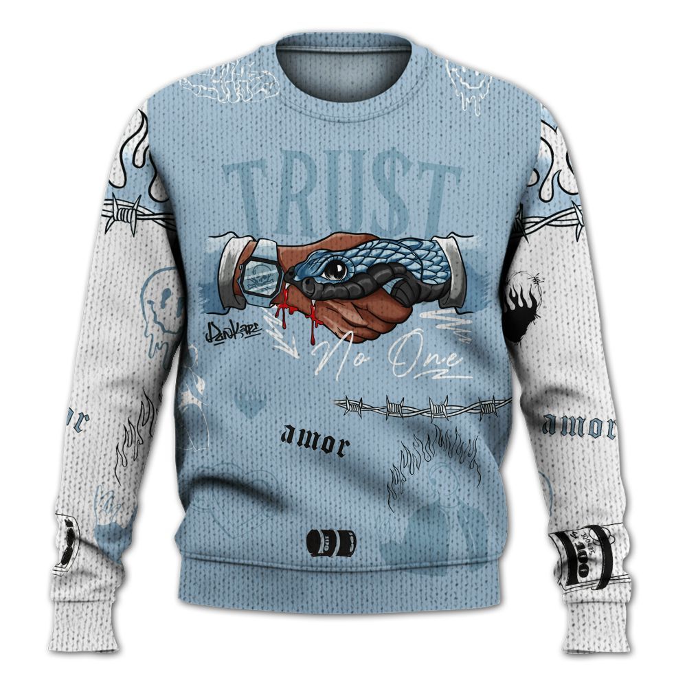 Knitted Sweater To Match Mid Ice Blue 1s - Snake Trust No One